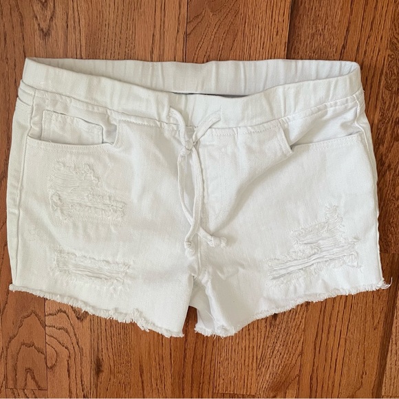 EUC YMI Dream Shorts in White. Size Small. Drawstring & Distressed. - Picture 1 of 16